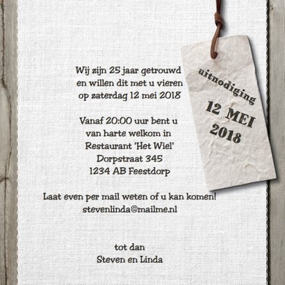 Stoere hout huwelijksjubileum 25 -LO 3