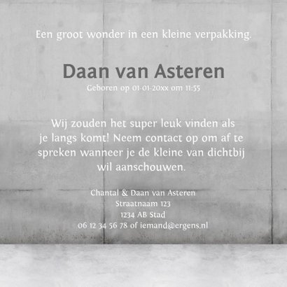 Stoere Neon Geboortekaart met auto voor jongen 3