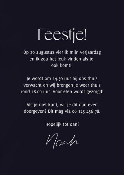 Stoere uitnodiging kinderfeestje met abstracte vormen neon 3