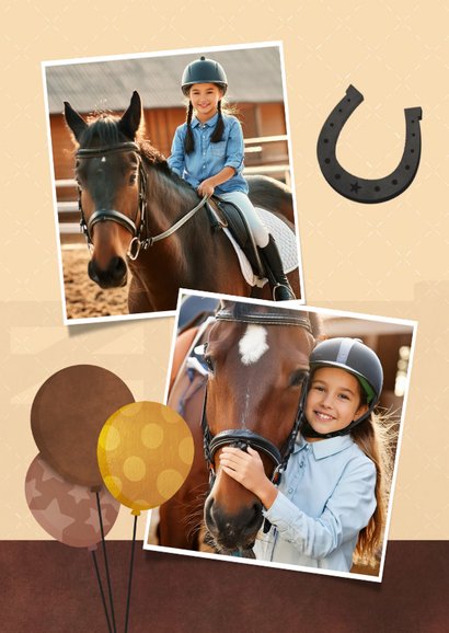 Stoere uitnodiging kinderfeestje paardrijden met lief paard 2