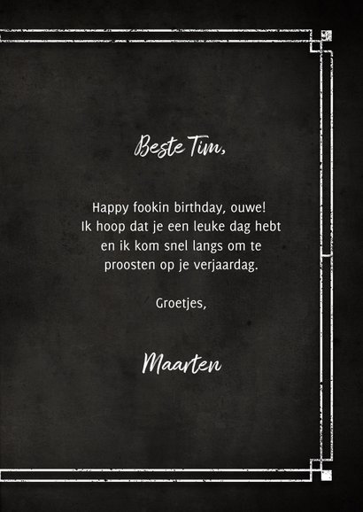 Stoere verjaardagskaart Happy Fookin Birthday 3