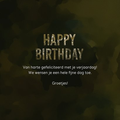 Stoere verjaardagskaart man camouflage happy birthday to you 3