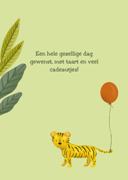 Stoere verjaardagskaart met een tijger en ballon 2