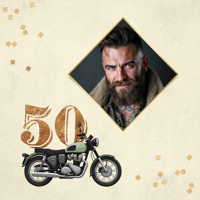 Stoere verjaardagskaart vintage motor sign 50 jaar 2
