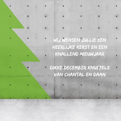 Stoere vierkante kerstkaart met neon letter 3