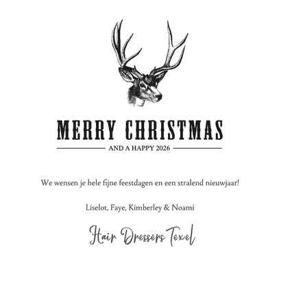 Stoere zakelijke kerstkaart met een illustratie van rendier 3