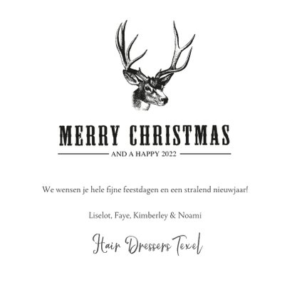 Stoere zakelijke kerstkaart met een illustratie van rendier 3