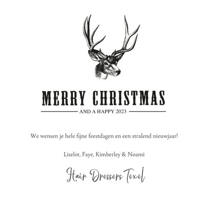 Stoere zakelijke kerstkaart met een illustratie van rendier 3