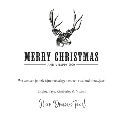 Stoere zakelijke kerstkaart met een illustratie van rendier 3