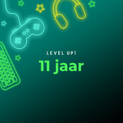 Stoere zwarte en neon verjaardagskaart gamer 2