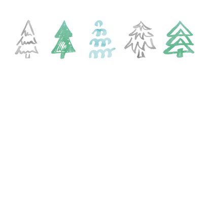 Strakke kerstkaart met patroon kerstbomen 2