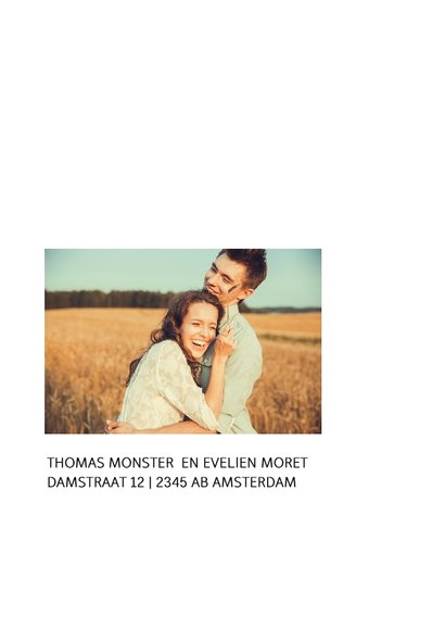 Strakke trouwkaart met een eigen foto 2