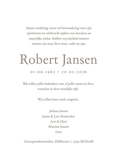 Subtiel bidprentje met foto en kruisje voor rouw 3