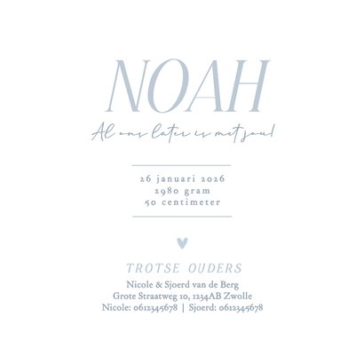 Subtiel lichtblauw geboortekaartje met witte sneeuw 3