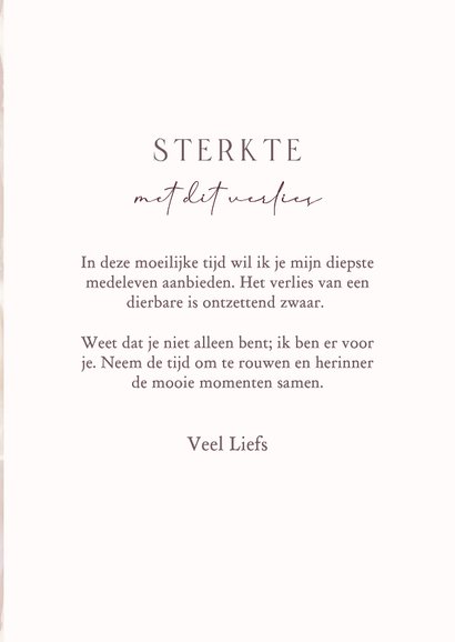 Subtiele condoleancekaart met witte bloem 3