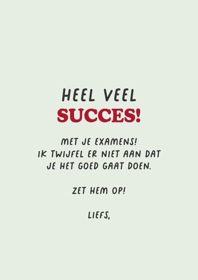 Succes kaart examens boeken zet 'm op good luck 3