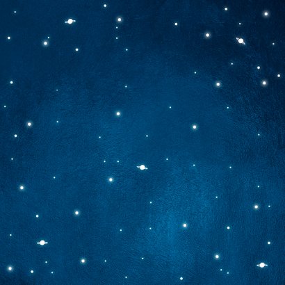 Taufeinladung rundes Foto und Sternenhimmel Rückseite