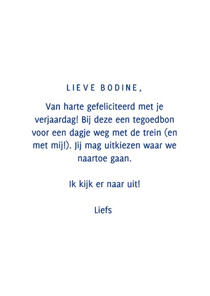 Tegoedbon kaart voor een dagje weg met de trein 3
