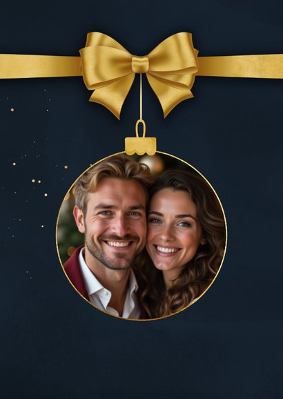 Tegoedbon voor kerst donkerblauw met gouden strik 2