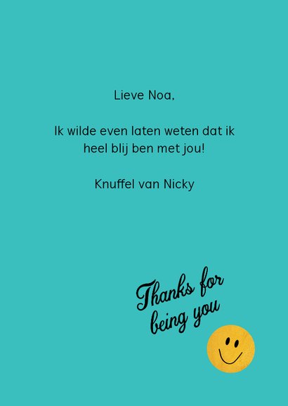 Tekstballon met gouden smiley voor iemand speciaal 3