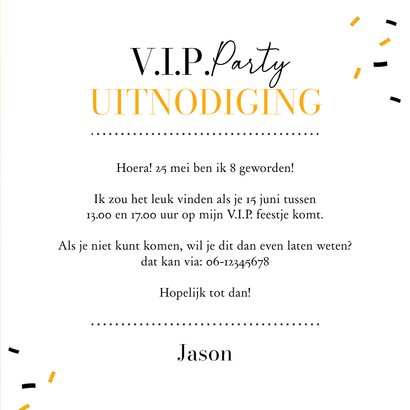 Ticket VIP kinderfeestje goud uitnodiging confetti foto 3