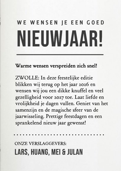 Tijdschrift nieuwjaarskaart in magazine stijl met foto 3