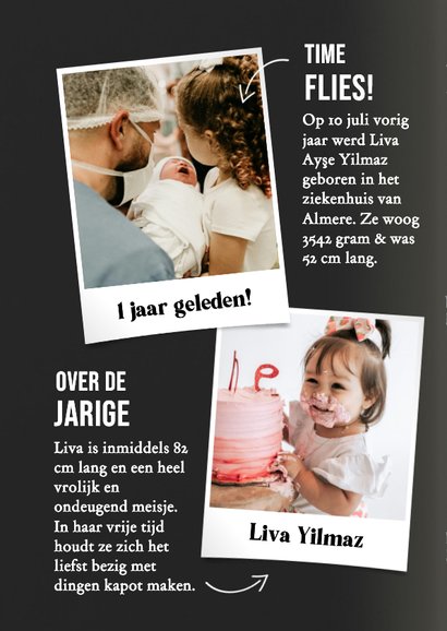 Tijdschrift verjaardags uitnodiging kind 1 jaar met foto 2