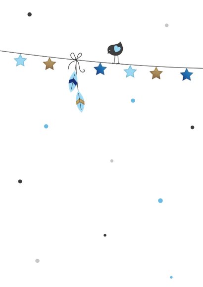 Tipi tent jongen slinger met sterretjes en vogeltje 2