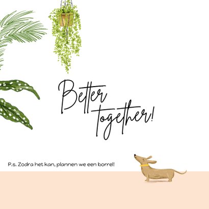 Toffe verhuiskaart samenwonen met botanische planten 2