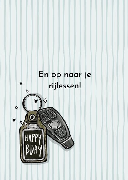 Toffe verjaardagskaart gefeliciteerd autosleutel goud foto 2