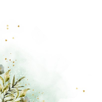 Trendy bedankkaart botanische bladeren watercolour goud Achterkant