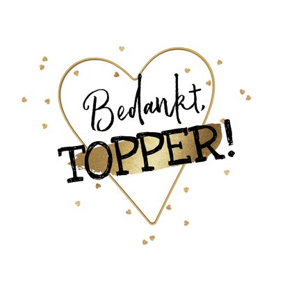 Trendy bedankkaart 'Jij bent goud' hart goud confetti foto 2
