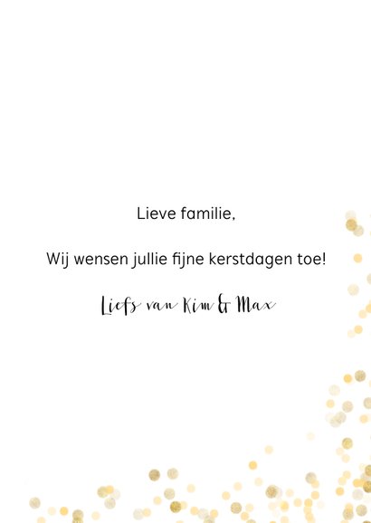 Trendy fotokaart met groet, raster en gouden confetti 3