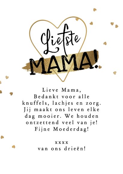 Trendy fotokaart moederdag collage hart confetti goud 3