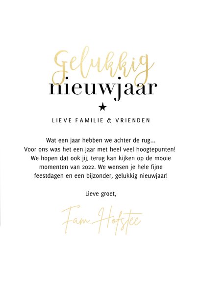 Trendy fotokaart wat een jaar fotocollage goudlook en ster 3