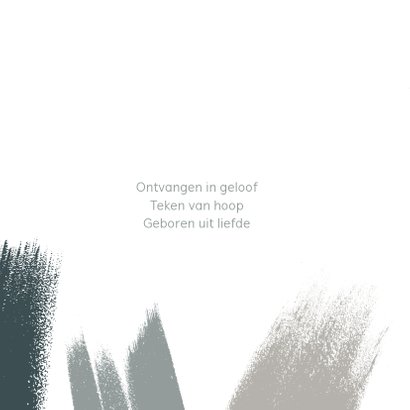 Trendy geboortekaartje met blauwe en grijze brush strepen 2