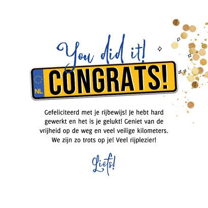 Trendy geslaagd kaart rijbewijs kentekenplaat auto confetti 3