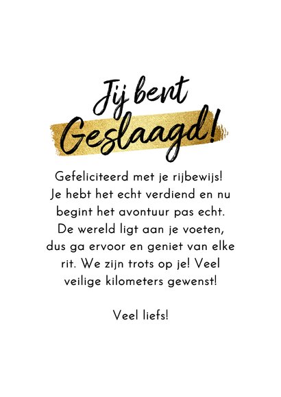 Trendy geslaagd kaart rijbewijs you did it autosleutel goud 3