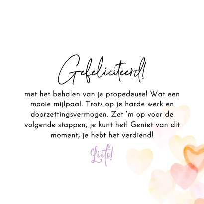Trendy geslaagdkaart in the pocket trots hartjes waterverf 3