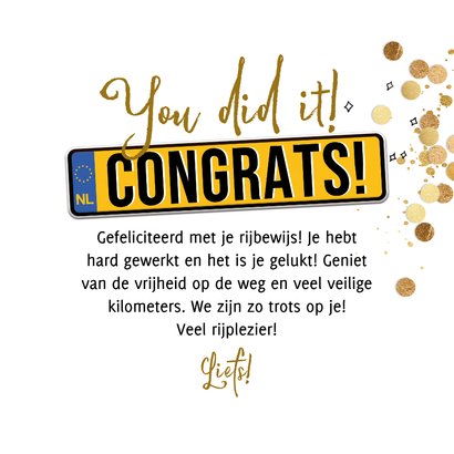 Trendy geslaagdkaart motorrijbewijs illustratie confetti 3