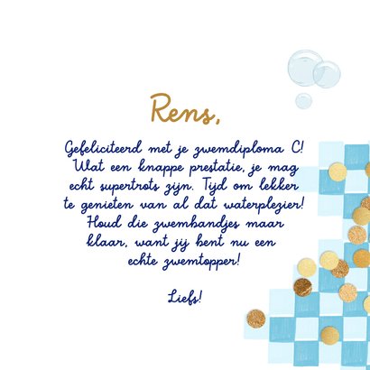 Trendy geslaagdkaart zwemdiploma C folieballon goud foto 3