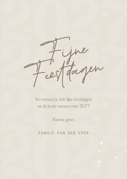 Trendy kerstkaart beige strik jaartal linnenlook met foto 3