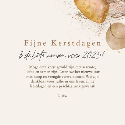 Trendy kerstkaart Boho kerst watercolor kerstbomen goud ster 3