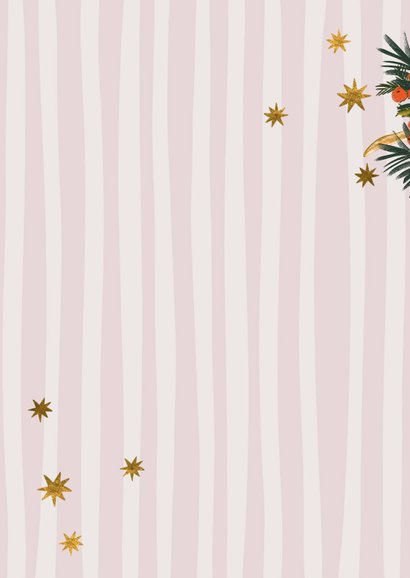 Trendy kerstkaart botanisch cowboylaars sterren goud Achterkant