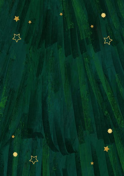 Trendy kerstkaart Merry new home sleutel sterren goud Achterkant