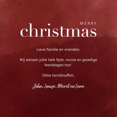 Trendy kerstkaart met foto, waterverf en merry christmas 3