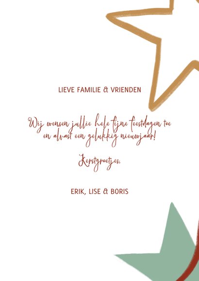 Trendy kerstkaart met grote foto en ster illustraties 3