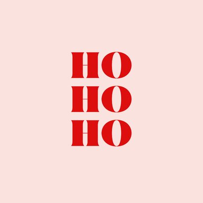 Trendy kerstkaart met HO HO HO typografie 2