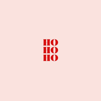 Trendy kerstkaart met HO HO HO typografie Achterkant