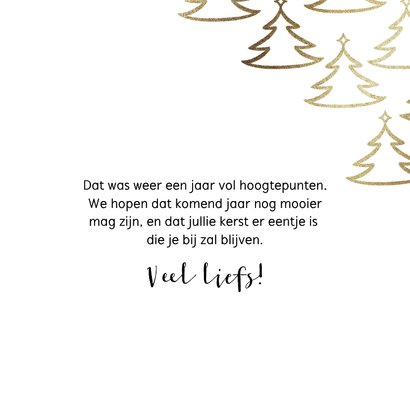 Trendy kerstkaart vrolijke feestdagen kerstbomen goud foto 3